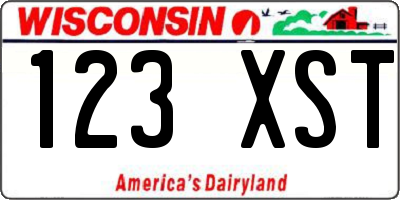 WI license plate 123XST