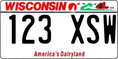 WI license plate 123XSW