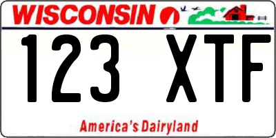 WI license plate 123XTF