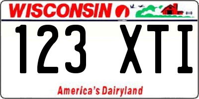 WI license plate 123XTI