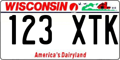 WI license plate 123XTK