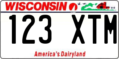 WI license plate 123XTM