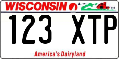 WI license plate 123XTP