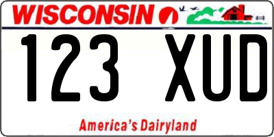 WI license plate 123XUD