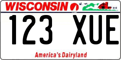 WI license plate 123XUE