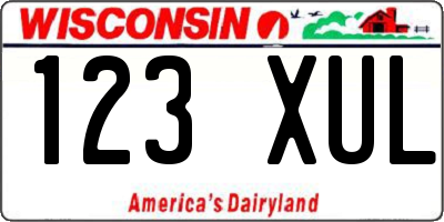 WI license plate 123XUL