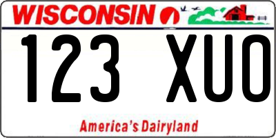 WI license plate 123XUO