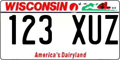 WI license plate 123XUZ