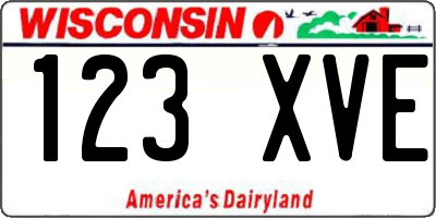 WI license plate 123XVE