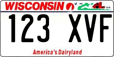 WI license plate 123XVF