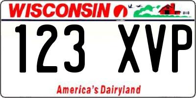WI license plate 123XVP
