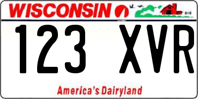 WI license plate 123XVR
