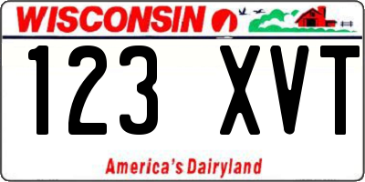 WI license plate 123XVT