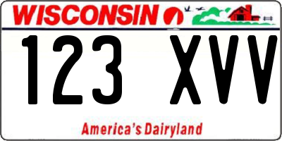 WI license plate 123XVV