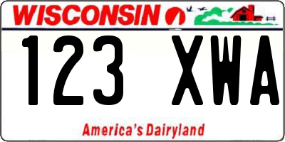 WI license plate 123XWA