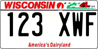 WI license plate 123XWF