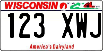 WI license plate 123XWJ