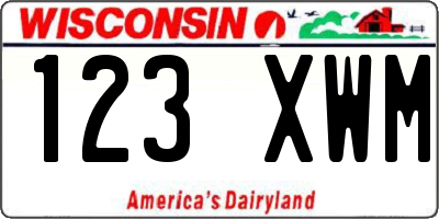 WI license plate 123XWM