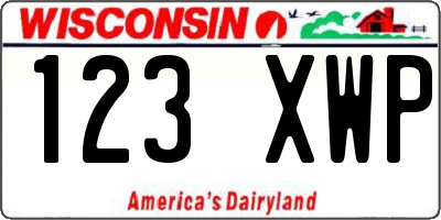 WI license plate 123XWP
