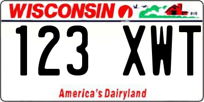 WI license plate 123XWT