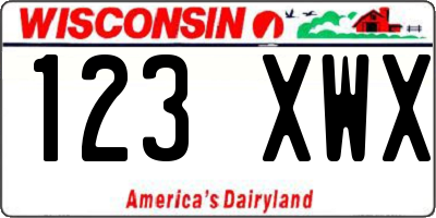 WI license plate 123XWX
