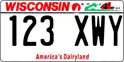 WI license plate 123XWY