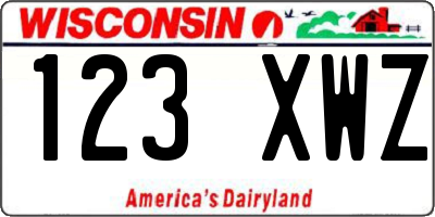 WI license plate 123XWZ