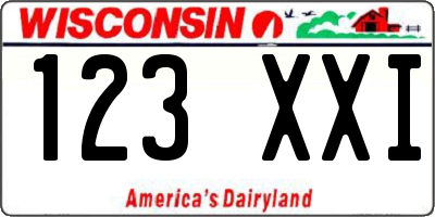 WI license plate 123XXI