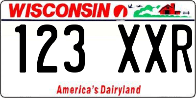 WI license plate 123XXR