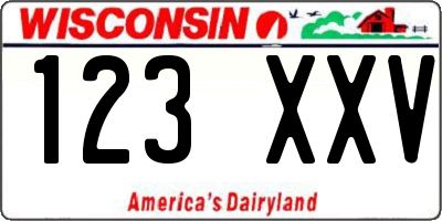 WI license plate 123XXV