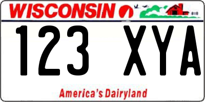 WI license plate 123XYA