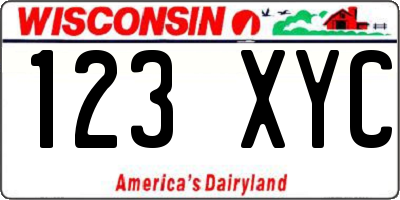WI license plate 123XYC