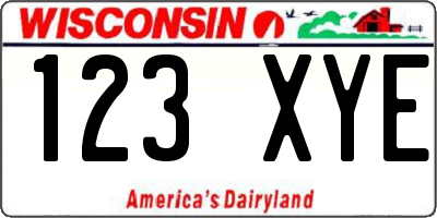 WI license plate 123XYE
