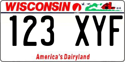 WI license plate 123XYF