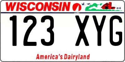 WI license plate 123XYG