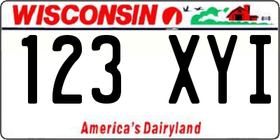 WI license plate 123XYI