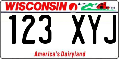 WI license plate 123XYJ