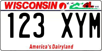 WI license plate 123XYM