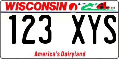 WI license plate 123XYS