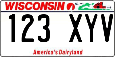 WI license plate 123XYV