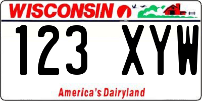 WI license plate 123XYW