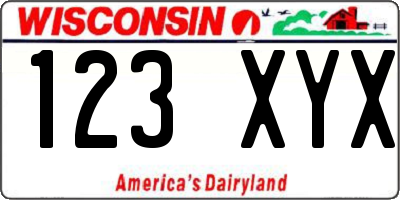WI license plate 123XYX