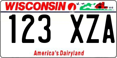 WI license plate 123XZA