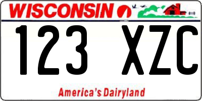 WI license plate 123XZC