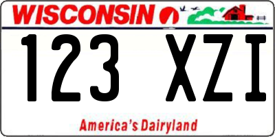 WI license plate 123XZI