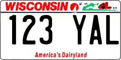 WI license plate 123YAL