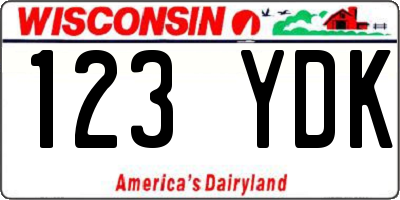 WI license plate 123YDK