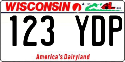 WI license plate 123YDP