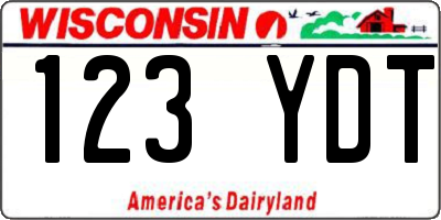 WI license plate 123YDT