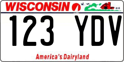 WI license plate 123YDV